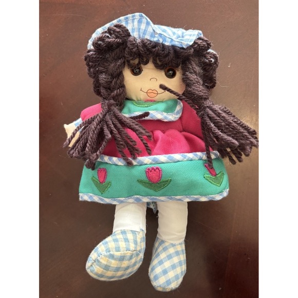 VTG Petite Playmates‎ Plush Collection Girls Rag Doll Pink/Green Fabric - Picture 1 of 7
